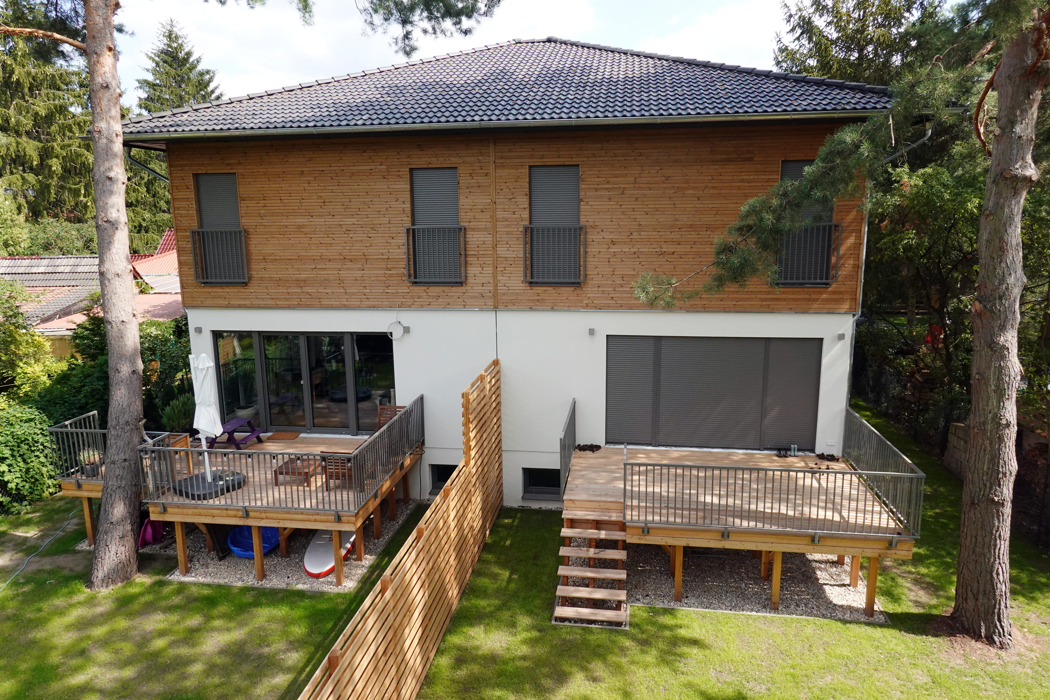 Fertighaus bauen Brandenburg – nachhaltiges Doppelhaus aus Holz Weber 2×130m², TEWO Berlin